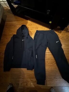 Nike X Nocta Navy Blue Hoodie and Joggers Set with White Swoosh